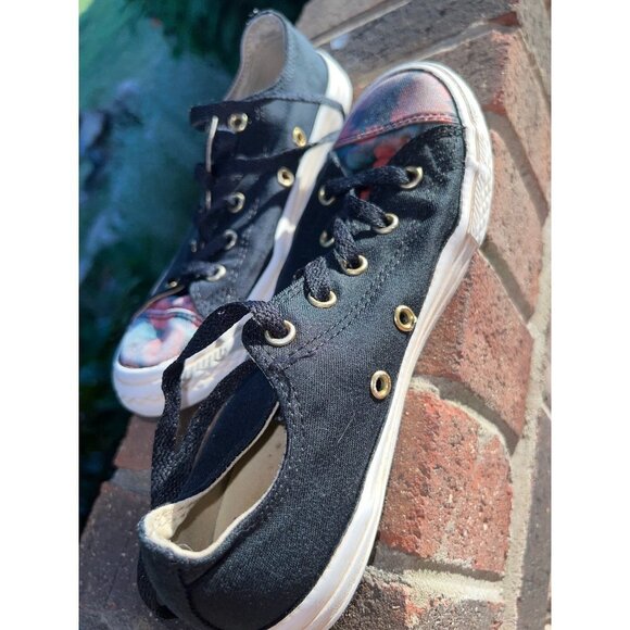 Converse All Star Low Top Black with Red Flowers Size 3 (WS75) - Picture 7 of 14